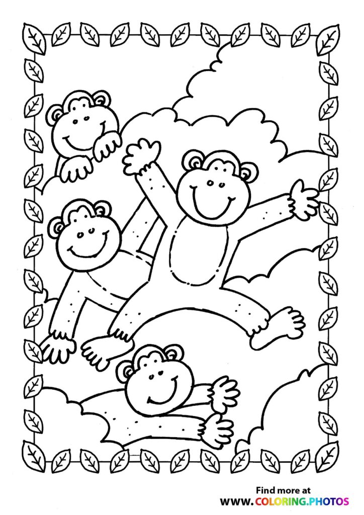 Monkeys having fun in trees