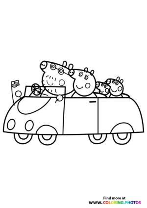 Peppa Pig driving with family