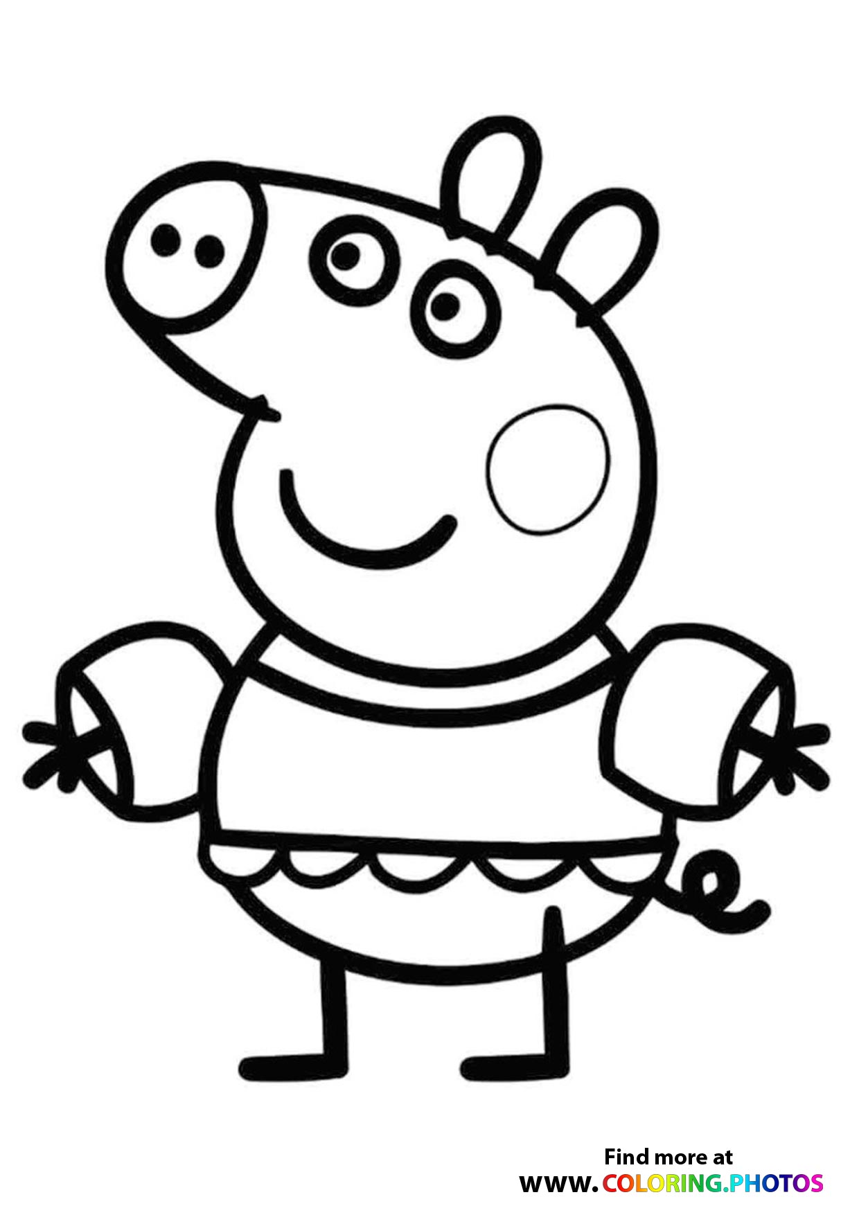 Peppa Pig swimming coloring page