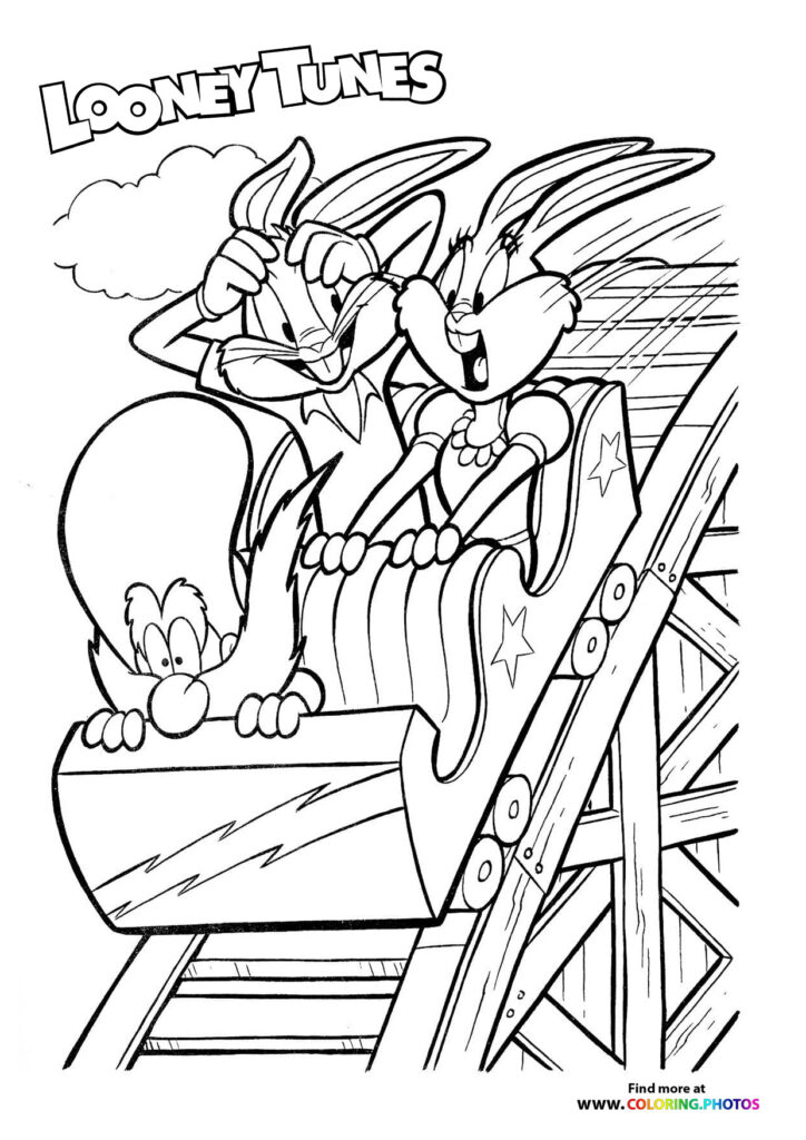 Bugs and Lola riding coloring page