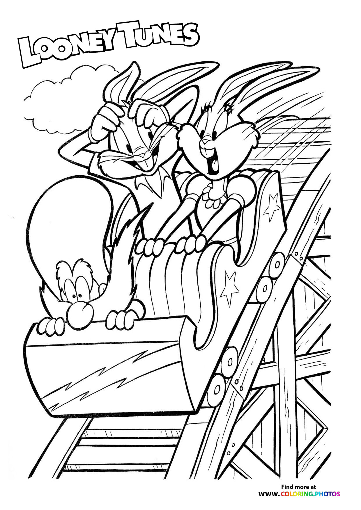 Bugs and Lola riding coloring page