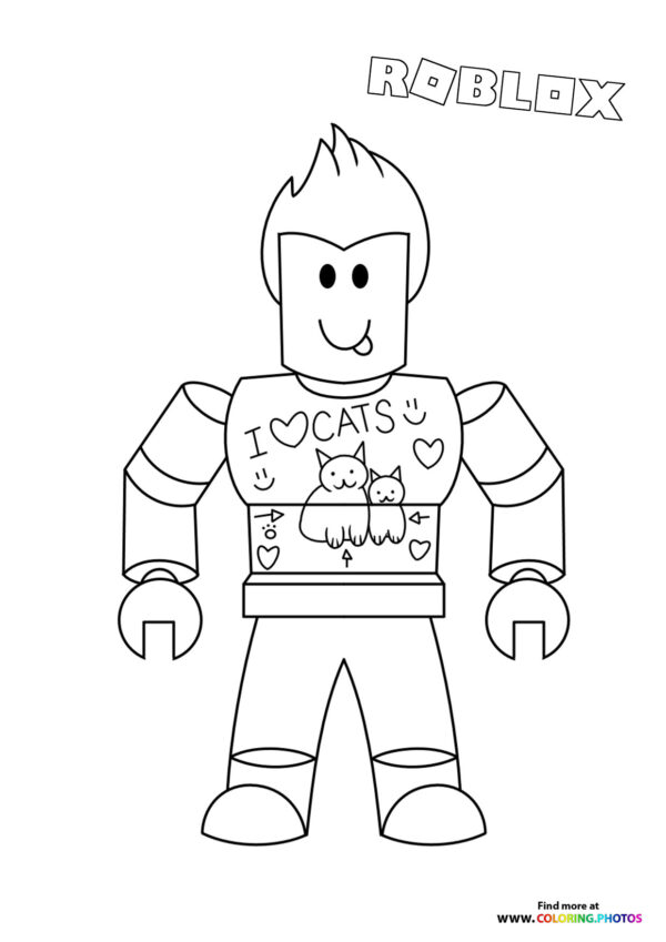 Cat character coloring page