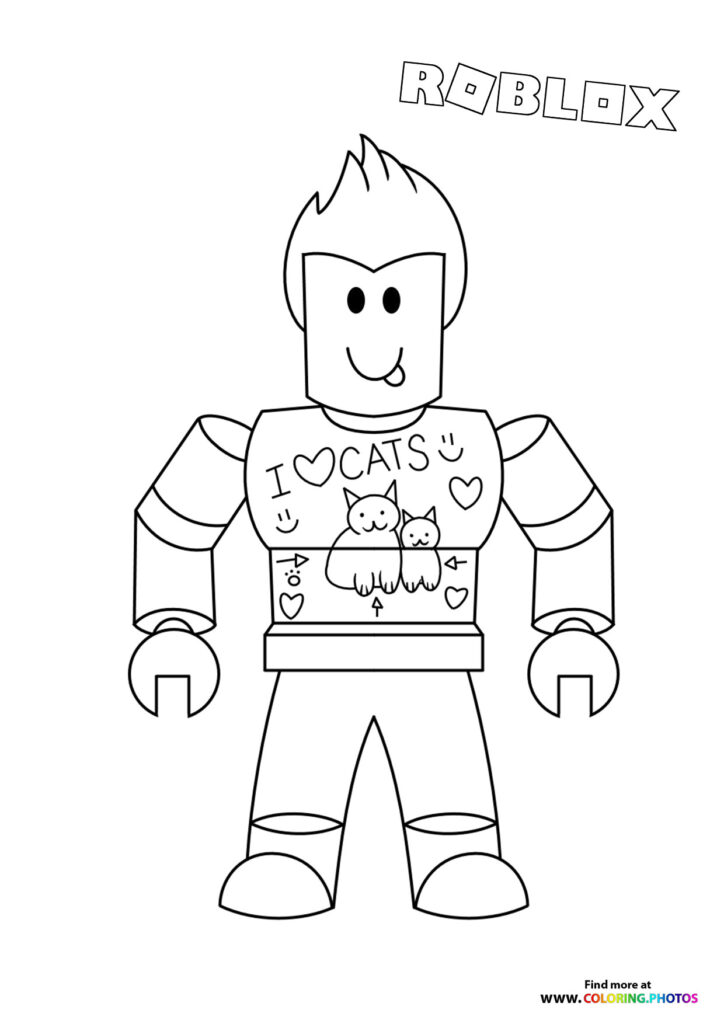 Cat character coloring page