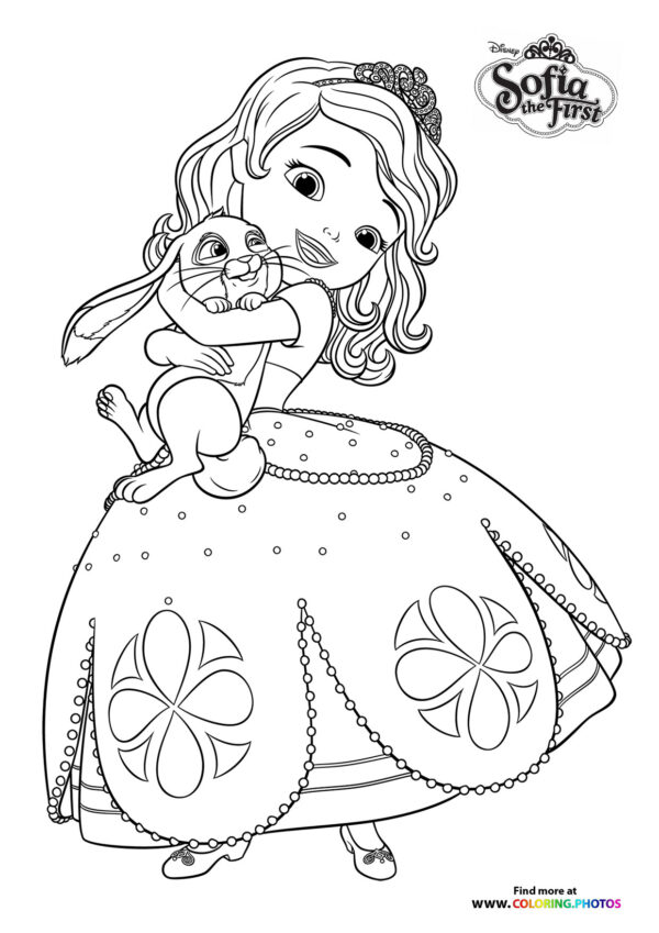 Sofia the first huging Clover coloring page