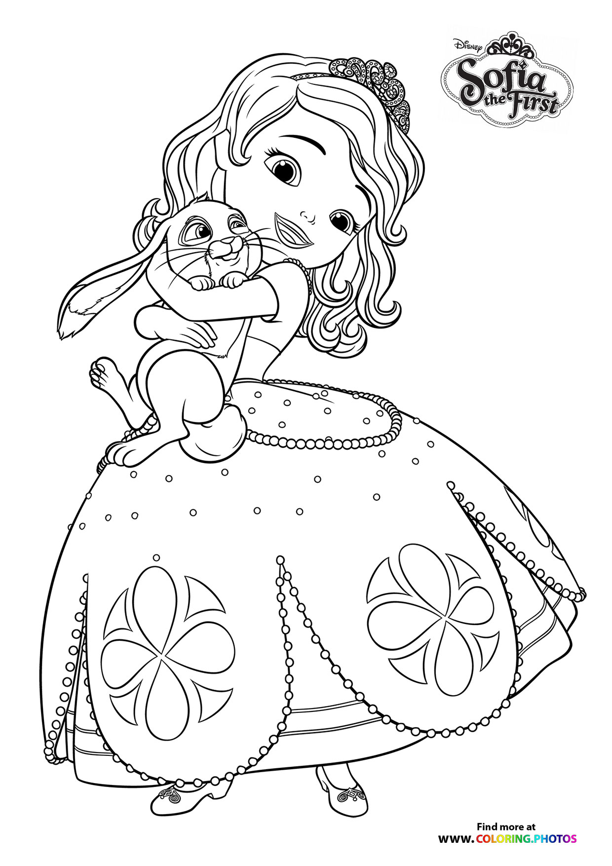Sofia the first huging Clover coloring page