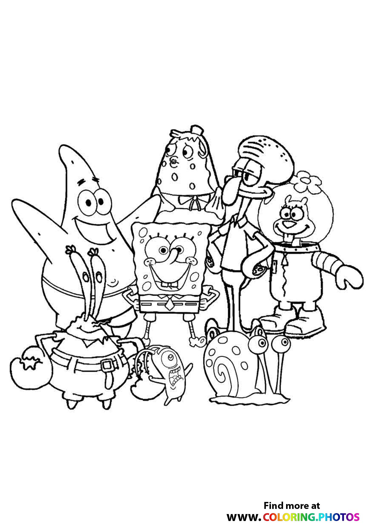 SpongeBob with friends coloring page