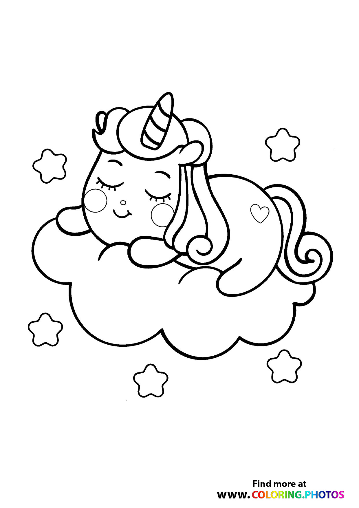 Unicorn sleeping on a cloud