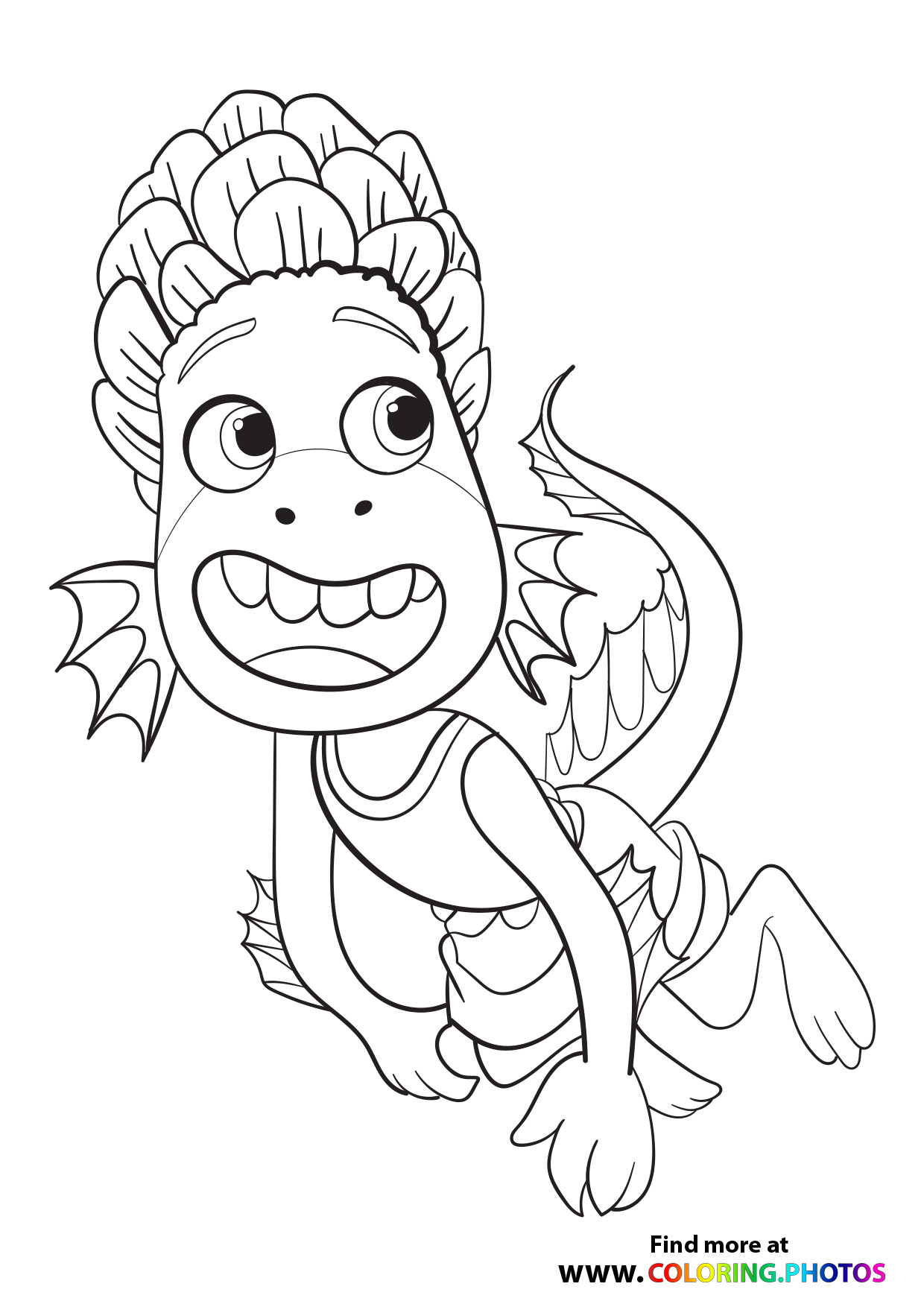 Monster Alberto swimming in the sea coloring page
